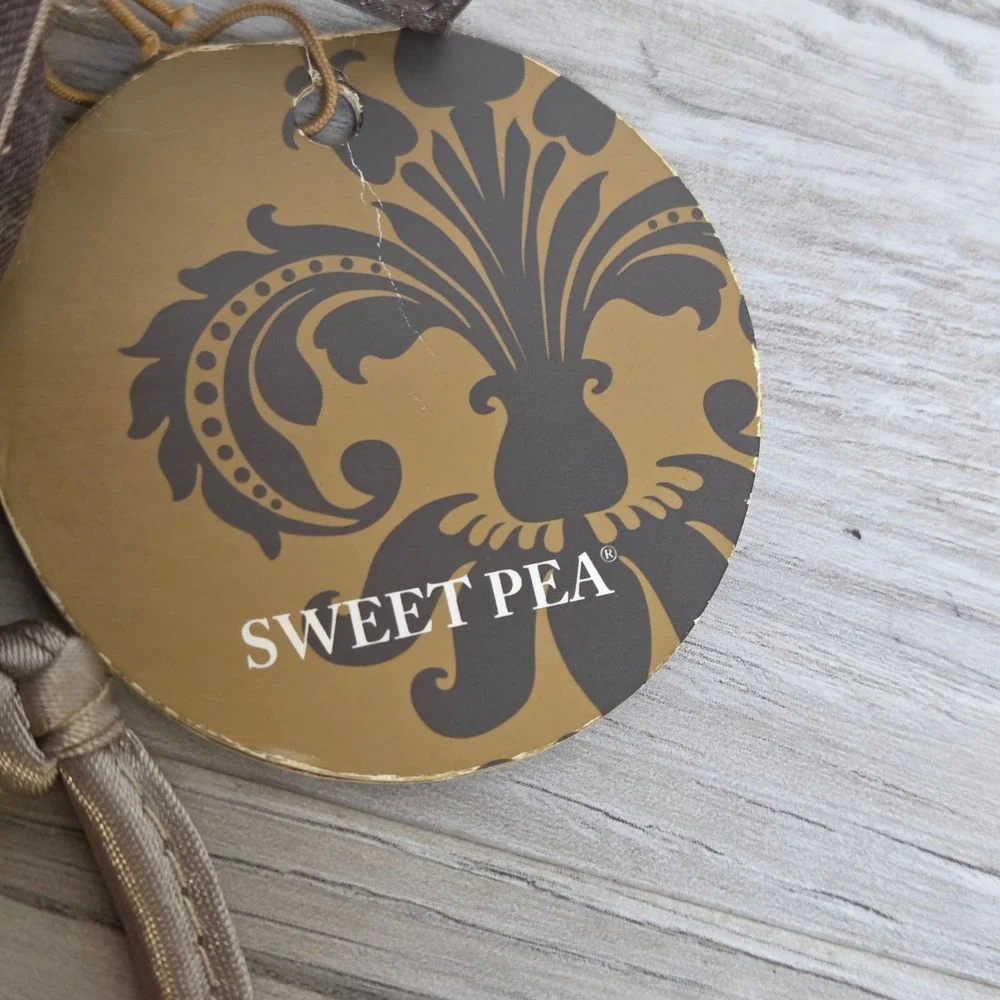 Bath & Body Works Sweet Pea Satin Clutch Bag Taupe Evening Pouch 9.5x7